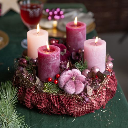 Artikel Deko Kürbis aus Stoff Kürbis am Stab Burgund Rosa Ø7cm 9 St