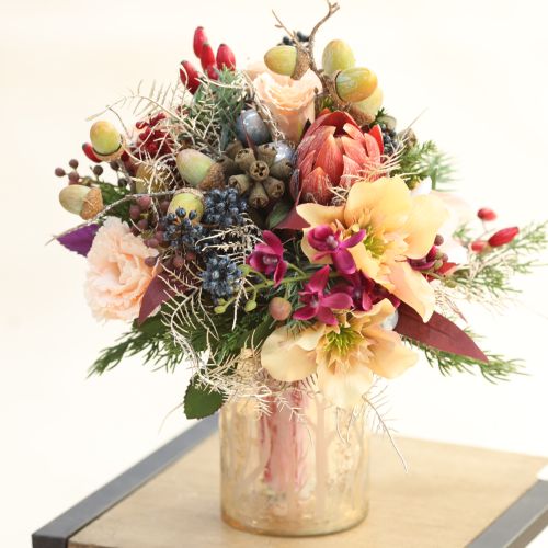 Artikel Deko Protea künstlich Kunstblumen Rotorange 34cm 3St