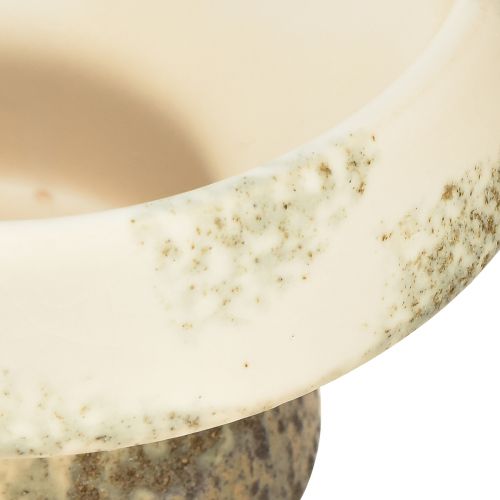 Artikel Deko Schale Keramik mit Sockel Creme Graugrün Ø17cm 10cm