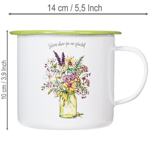 Deko Tasse Pflanztopf emailliert Ø11,5cm H10cm | Floristik24.de