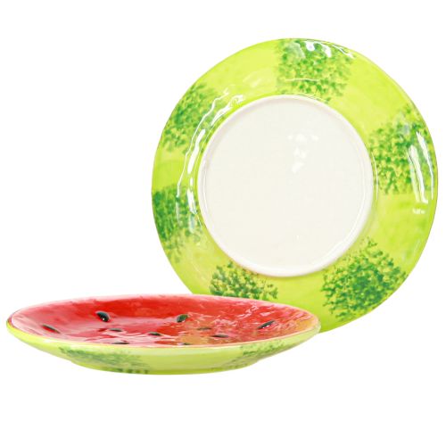 Floristik24 Deko Teller Keramikteller Wassermelone Keramik Ø16cm 2St