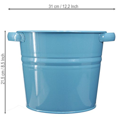 Artikel Deko Topf Blumenkübel Metall in Blau 31cmx26cmx21,5cm