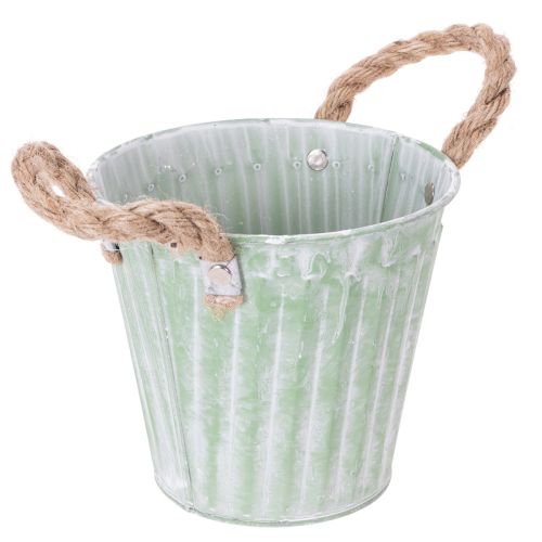 Deko-Topf, Metalleimer zum Bepflanzen, Pflanzgefäß mit Henkeln, Rosa/Grün/Gelb Shabby Chic Ø15cm H13cm 3er-Set | Floristik24.de
