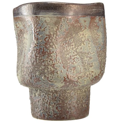 Artikel Deko Vase Keramik Übertopf Metallic Braun Graublau 16,5×20,5cm