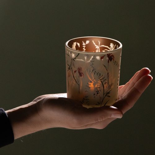 Artikel Deko Windlicht Glasmotiv Floraldekor für stimmungsvolle Wohnakzente 8cm 4St.