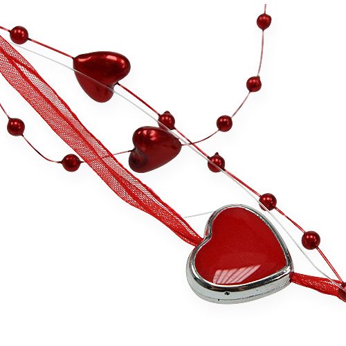 1 Meter Schleifenband Herz Herzen in Weiß/Silber oder Rot/Gold 38mm breit