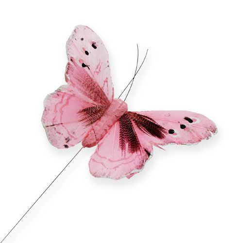 Artikel Deko-Schmetterling am Draht Rosa 8cm 12St
