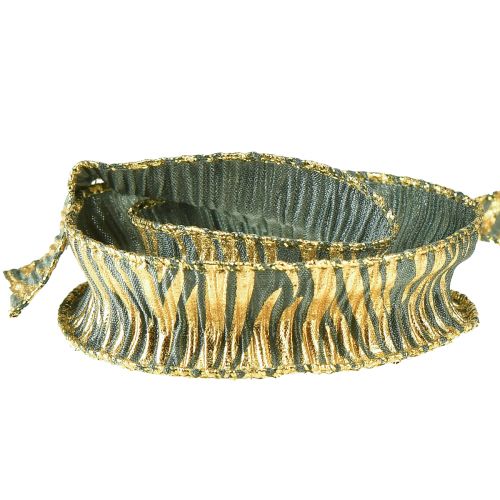 Artikel Chiffon Dekoband in Grün/Gold, 25mm Breite, 15m Länge - Ideal für Geschenkverpackungen