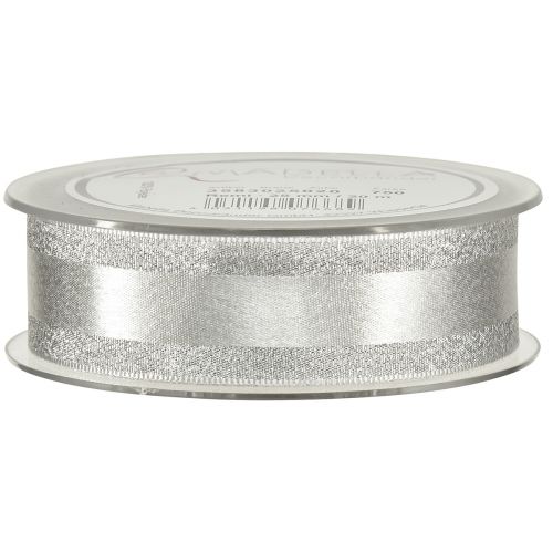 Artikel Dekoband Silber mit Glitter Geschenkband mit Streifen 25mm 20m