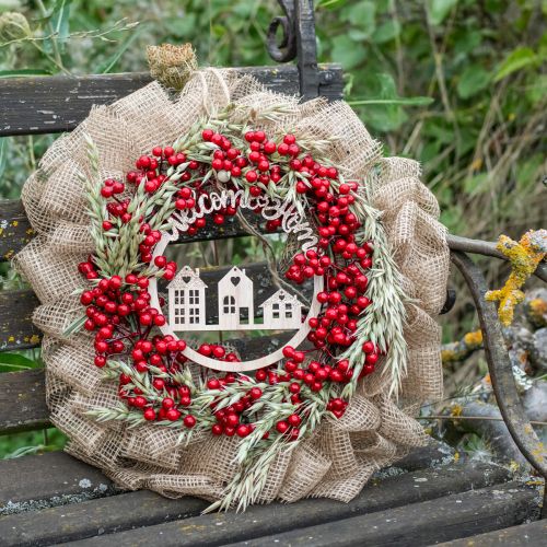 Floristik24 Dekohänger Holz Gold Glitzer Welcome Home Ø16,5cm 6 St