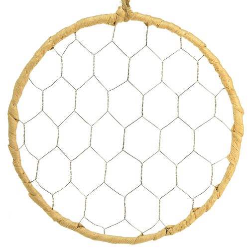 Dekoring Metall Raffia zum Aufhängen Ø20cm 4St Boho Wanddeko Fensterdekoration
