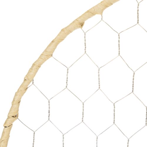 Dekoring Metall Ø38cm Hängedeko Raffia Silber Natur, Boho Wanddeko, Vielseitig Dekorierbar 4St | Floristik24.de
