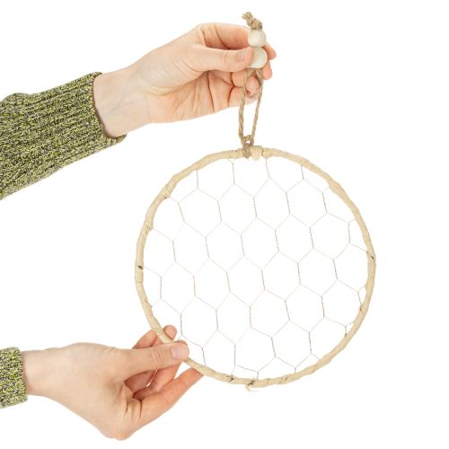 Artikel Dekoring Metall Raffia zum Aufhängen Ø20cm 4St Boho Wanddeko Fensterdekoration