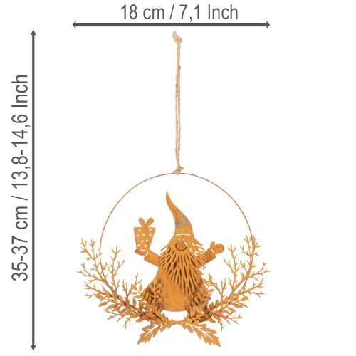 Dekoring für Weihnachten, Rentier im Ring, Weihnachtsmann mit Geschenk, Metalldeko Edelrost Ø18cm 2er-Set | Floristik24.de
