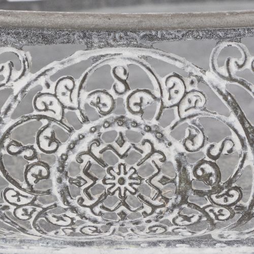 Dekoschale Metall Muster Grau Oval L36cm/33,5cm 2er-Set | Floristik24.de