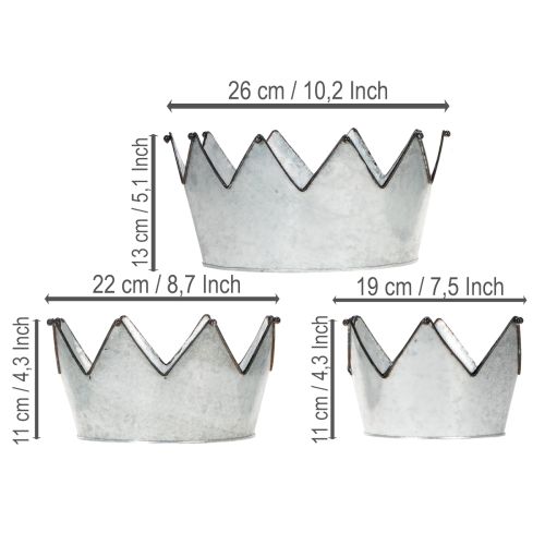 Dekoschale Metallschale Krone Ø26,5/22,5/19cm 3er-Set | Floristik24.de