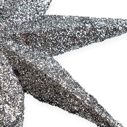 Floristik24 Glitterstern Silber 10cm 12St
