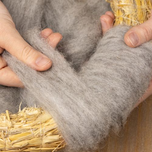 Artikel Wolllunte Dekowolle Grau-Natur 2m Filzwolle für Bastelarbeiten & Floristik