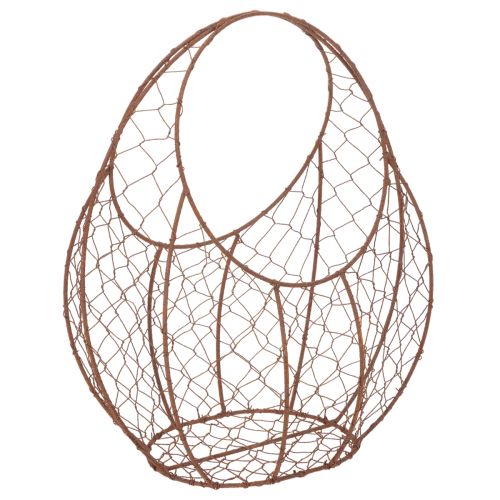 Drahtkorb, Pflanzgefäß aus Metall, Frühlingsdeko, Osterkorb Braun, Edelrost H34cm L30cm kaufen | Floristik24.de