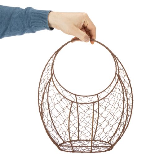 Drahtkorb, Pflanzgefäß aus Metall, Frühlingsdeko, Osterkorb Braun, Edelrost H34cm L30cm | Floristik24.de