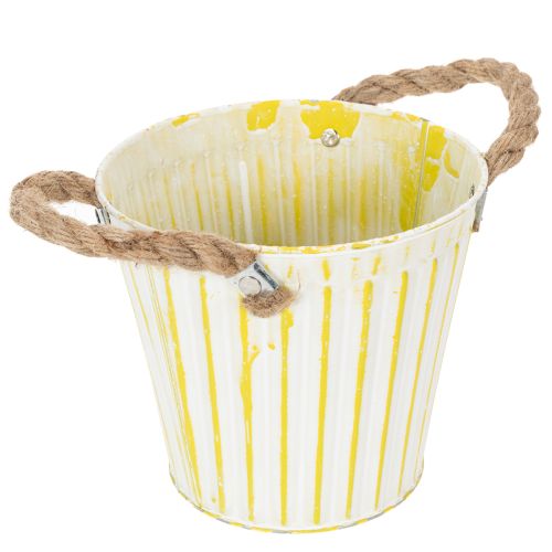 Eimer zum Bepflanzen, Übertopf mit Henkeln, Metalldeko Rosa/Grün/Gelb Shabby Chic Ø16,5cm H15cm 3er-Set | Floristik24.de