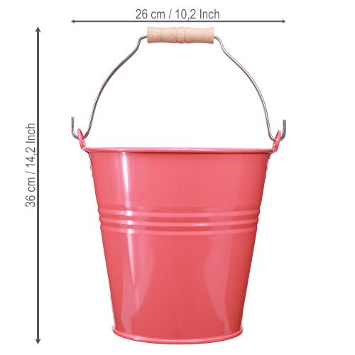 Artikel Eimer Deko Rosa Blumenkübel Metall 26x22,5x23cm 6l