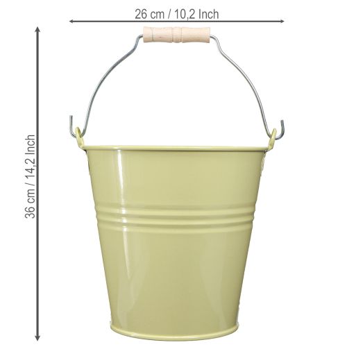 Artikel Eimer Metall Blumenkübel in Grüngelb 26x22,5x23cm 6l