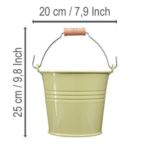 Artikel Eimer Metall Blumentopf Henkel Grüngelb 20x17,5x16cm 2St