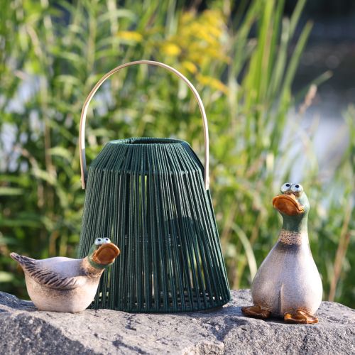 Floristik24 Enten Deko Keramik Braun Grün Erpel Sitzend H17,5cm 2 St