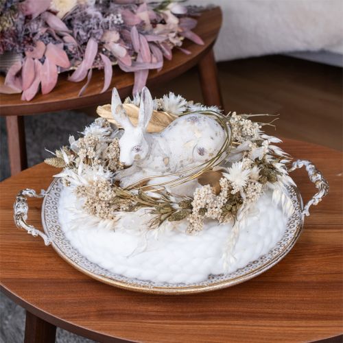 Floristik24 Filz Deko Wolle Dekokranz in Weiß zum Hängen Ø25cm