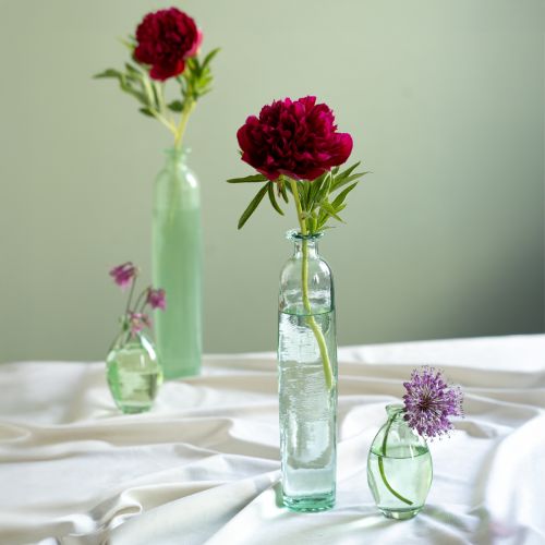 Floristik24 Flaschen Deko Vase Glas Klar/Grün Retro Ø6,5cm H30cm