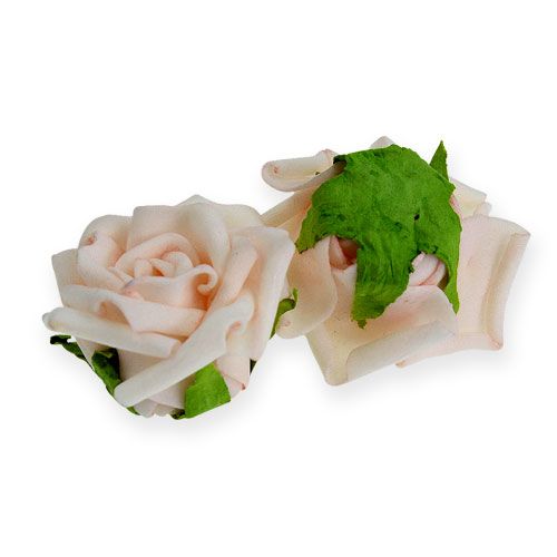 Floristik24 Foam Rosenblüte Creme 5cm mit Nadel 12St