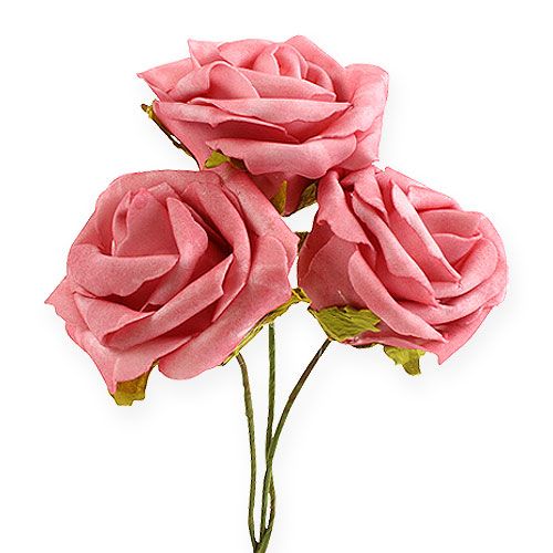 Floristik24 Foam-Rose Ø 8cm Rosa 18 St