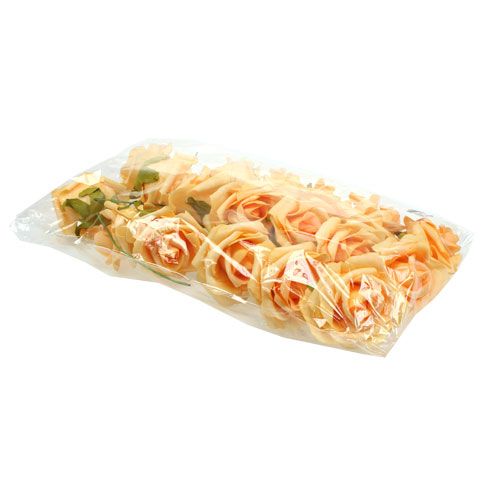 Floristik24 Foam-Rose Ø 8cm Apricot 18 St