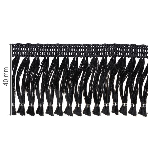 Artikel Fransenband Schwarz 4cm, Kordonettborte, Deko Fransen Lurex 25m