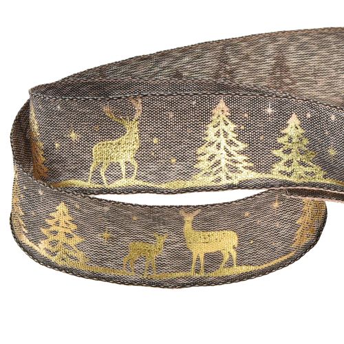 Floristik24 Geschenkband Weihnachten Braun Gold Hirsch B25mm L15m