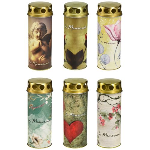 Artikel Grablicht mit Motiv Trauerdeko Ø6cm H17cm 6St