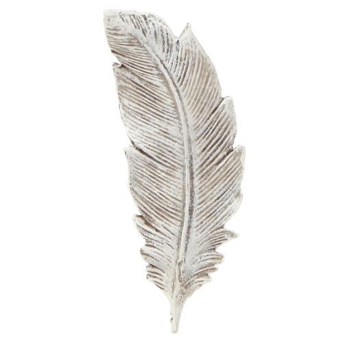 Artikel Grabschmuck Feder Grau Weiß Grabdeko Polyresin 15,5cm 4 St