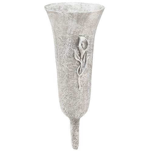 Floristik24 Grabvase Grau Vase zum Stecken mit Calla Motiv H32,5cm