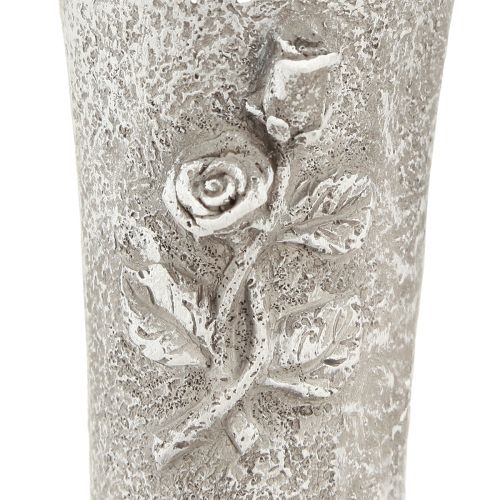 Floristik24 Grabvase Grau Vase zum Stecken mit Rosen Motiv H26cm 2St