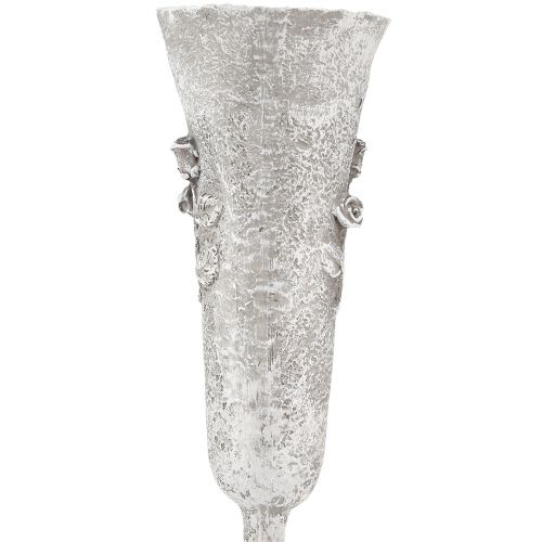 Grabvase Grau Vase zum Stecken mit Rosen Motiv H26cm 2St | Floristik24.de