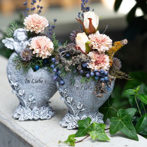 Artikel Herz zum Bepflanzen, Grabvase, Rosenherz, In Liebe H14 B12cm 2 St