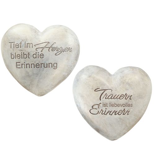 Artikel Herz mit Spruch Grabschmuck Polyresin Grau 14×13cm 2 St