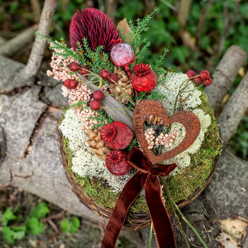 Artikel Herzstecker “In Erinnerung” „In Liebe" „Unvergessen”, Trauerdeko, Metall Edelrost 8×7cm 12St