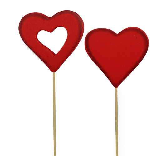 Floristik24 Holzherz 5cm Rot 24St