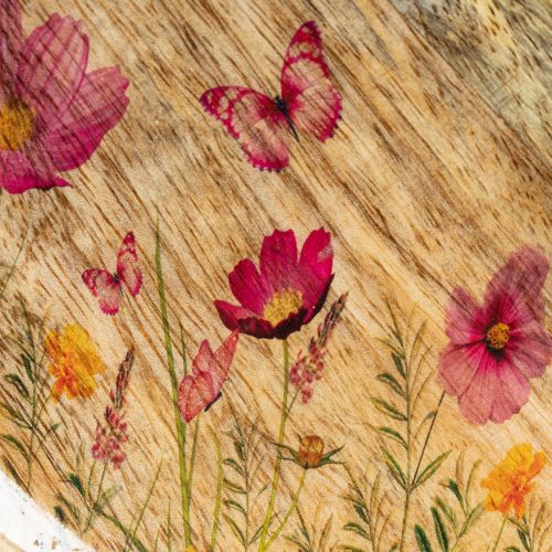 Artikel Holzteller Blumen Schmetterling Natur Pink Ø15cm 3St
