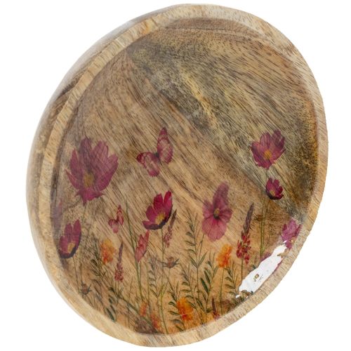 Artikel Holzteller Blumen Schmetterling Natur Pink Ø15cm 3St