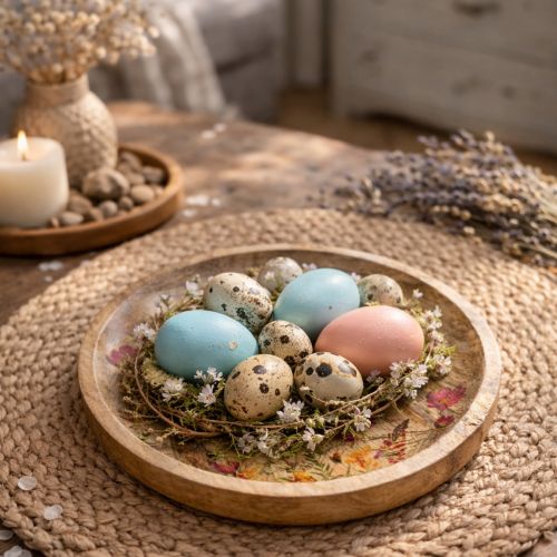 Artikel Holzteller Blumen Schmetterling Natur Pink Ø15cm 3St