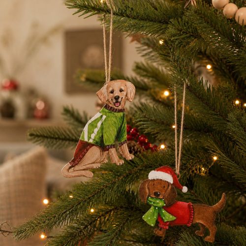 Hund Weihnachtsanhänger Dekohänger Hund mit Schal und Mütze 12cm 2St | Floristik24.de