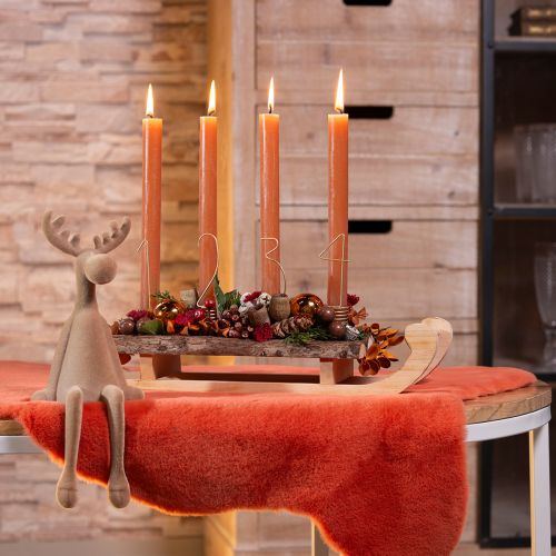 Floristik24 Kantenhocker Elch beflockt Kantensitzer Braun 31cm 3 St